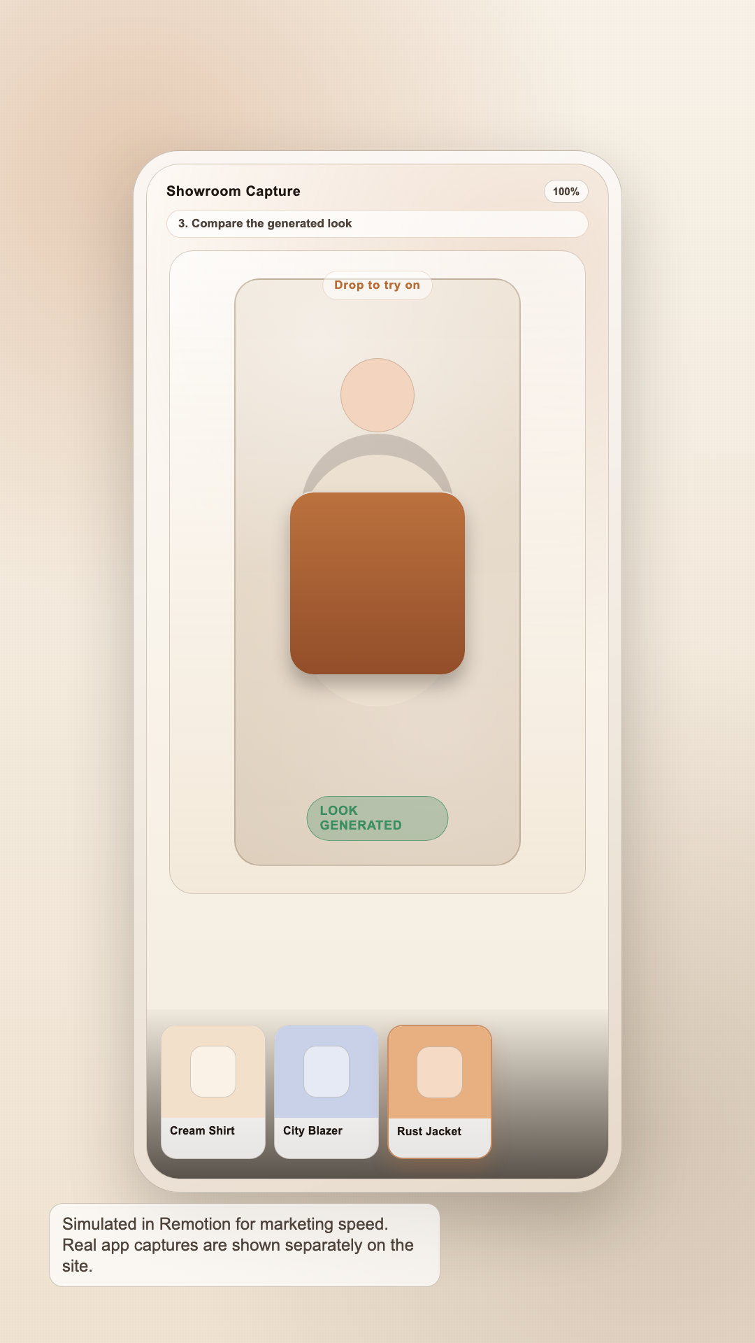 Simulated generated result step